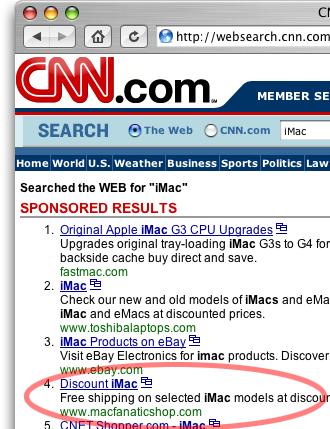 Ad for fraudulent MacFanaticShop on CNN